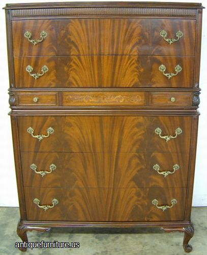 Antique Flame Mahogany French Style Chest