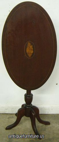 Antique Inlaid Mahogany Tilt Top Table