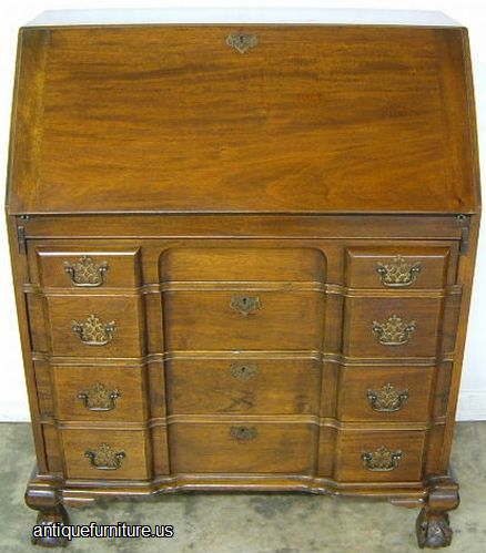 Antique Maddox Mahogany Block Front Ball Claw Desk