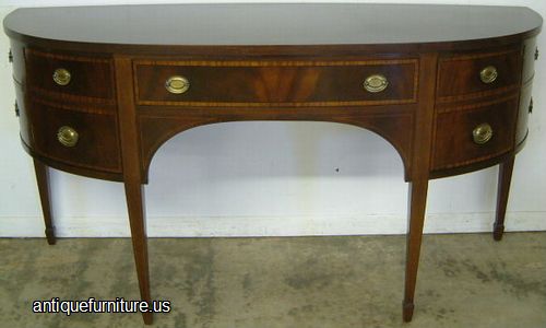 Antique Mahogany Banded Inlay Demilune Sideboard