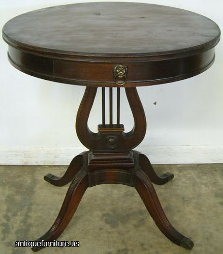 Antique Mahogany Lyre Base Drum Table