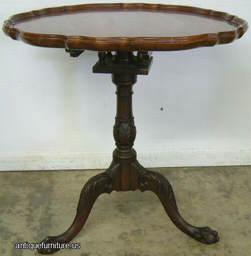 Antique Ornate Mahogany Claw Foot Tilt Top Table