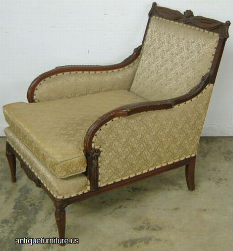 Antique Ornate Mahogany Fireside Chair