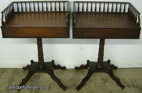 Antique Pair Mahogany Lamp Table