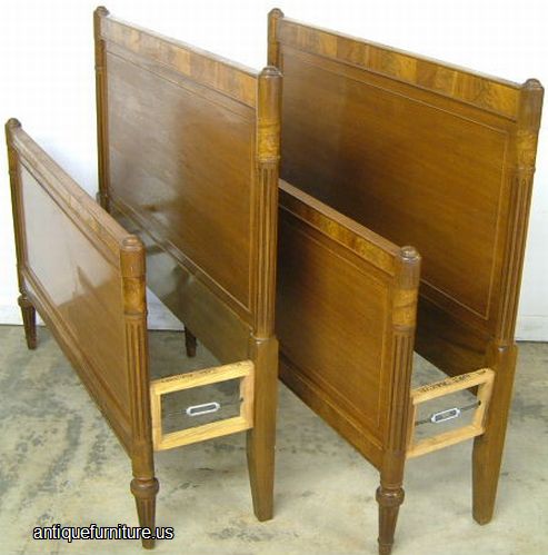 Antique Pair Mahogany Twin Beds