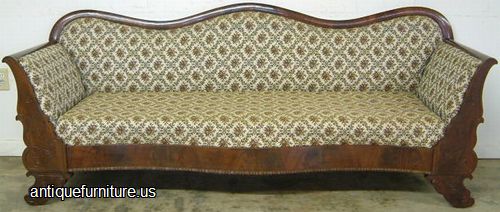 Antique Empire Flame Mahogany Sofa