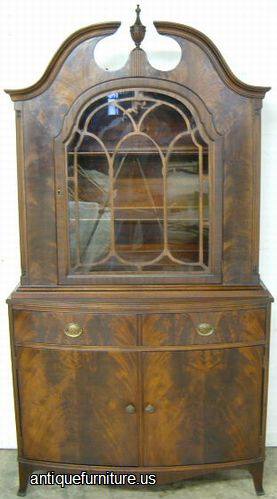 Antique Flame Mahogany China Cabinet