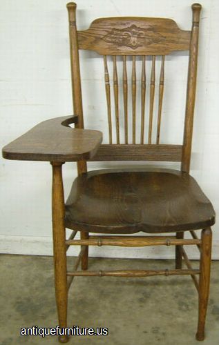 Antique Oak School Desk Chair