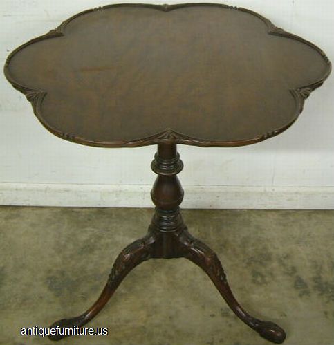 Antique Ornate Mahogany Tilt Top Table