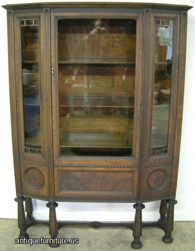 Antique Burl Walnut China Cabinet