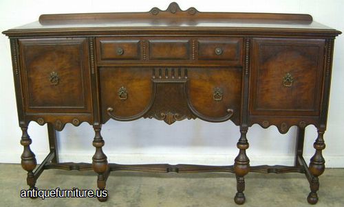 Antique Burl Walnut Sideboard