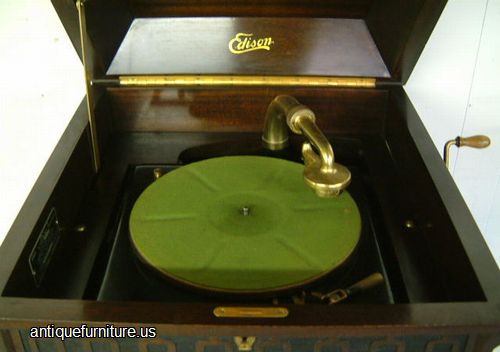 Antique Edison Diamond Disc Phonograph Interior Top