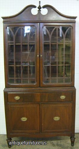 Antique Burl Walnut China Cabinet