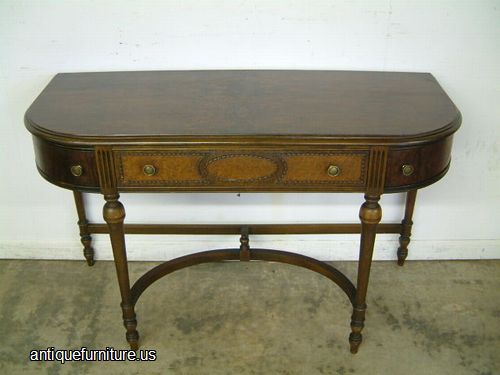 Antique Burl Walnut Demilune Console Table