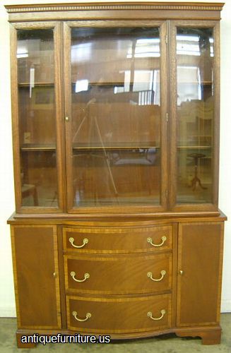 Antique Mahogany Banded Inlay China Cabinet