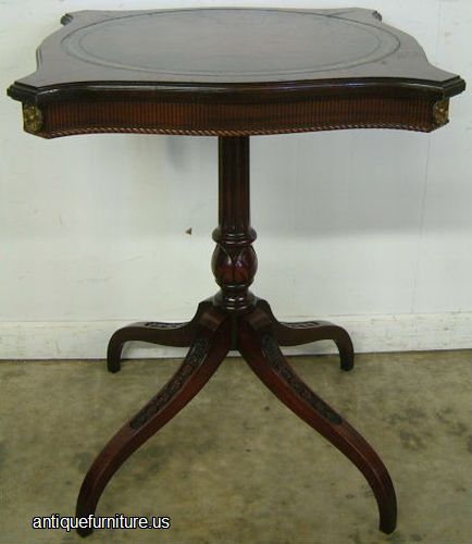 Antique Mahogany Leather Top Lamp Table