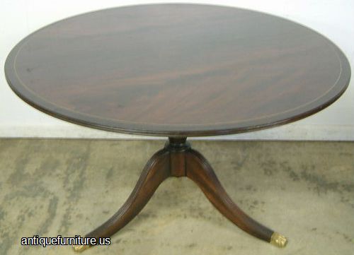 Antique Mahogany Round Inlaid Dining Table
