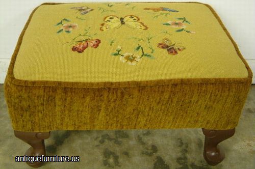 Antique Needlepoint Footstool
