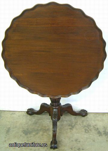 Antique Ornate Mahogany Pie Crust Tilt Top Table