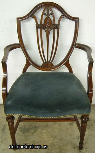 Antique Ornate Mahogany Shieldback Desk Chair