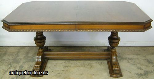 Antique Ornate Walnut Dining Table