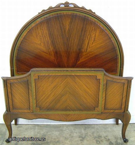 Antique Walnut French Style Twin Bed