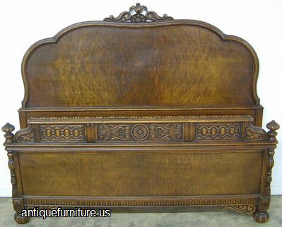 Antique Burl Walnut Bed