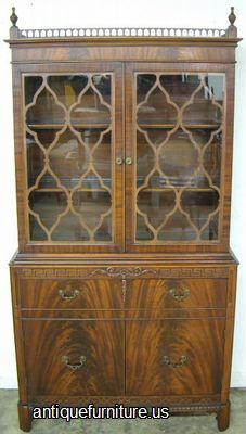 Antique Flame Mahogany China Cabinet