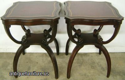 Antique Pair Mahogany Lamp Tables