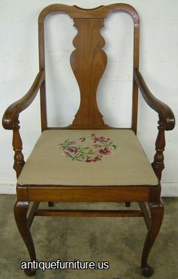 Antique Walnut Needlepoint Chair