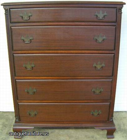 Antique Mahogany 5 Drawer Straight Front Chest
