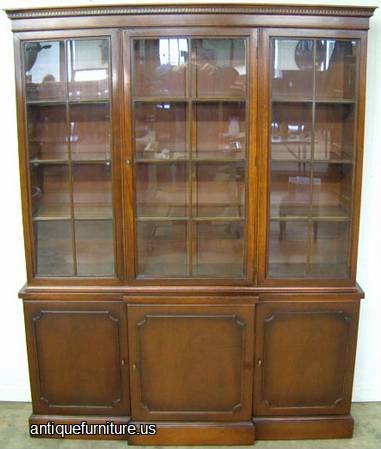 Antique Mahogany Flat Glass Breakfront