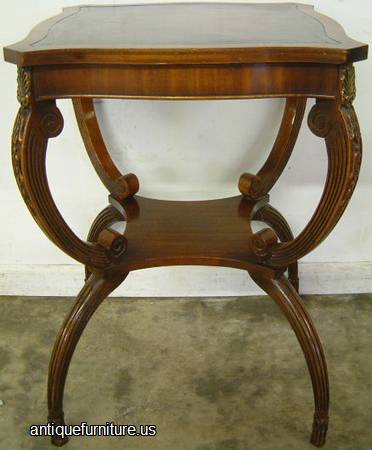 Antique Mahogany Leather Top Lamp Table