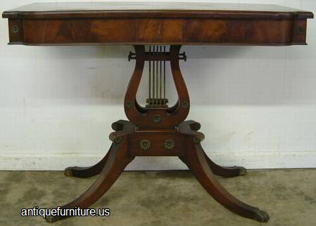 Antique Mahogany Lyre Base Console Table