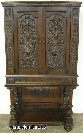 Antique Ornate Walnut Cabinet