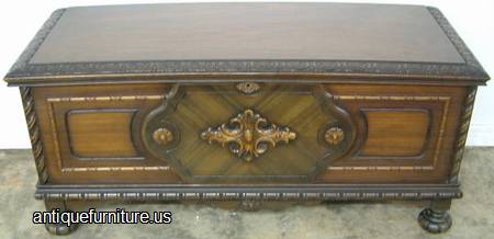 Antique Ornate Walnut Cedar Chest