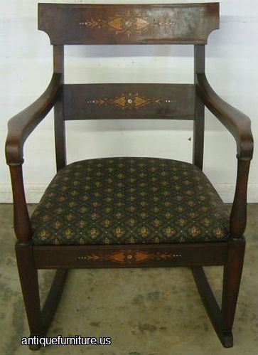 Antique Inlaid Mahogany Rocker