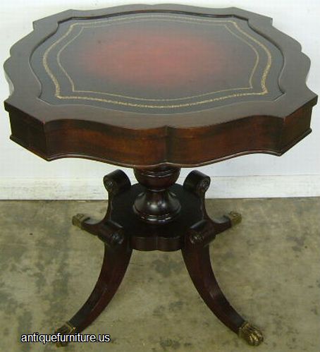 Antique Leather Top Mahogany Lamp Table