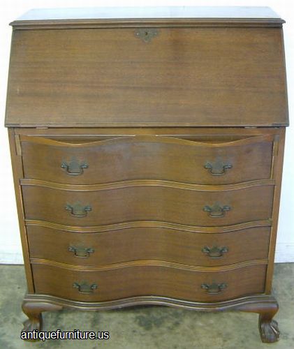 Antique Mahogany Ball Claw Drop Front Desk