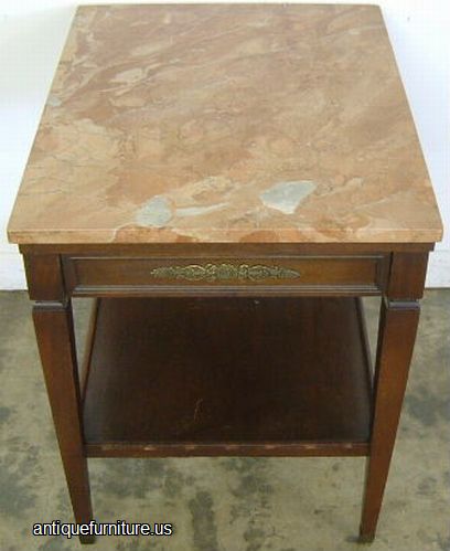 Antique Mahogany Marble Top Lamp Table