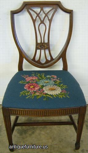 Antique Mahogany Shieldback Needlepoint Desk Chair