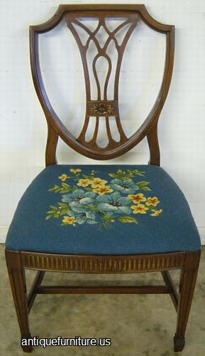 Antique Mahogany Shieldback Needlepoint Desk Chair