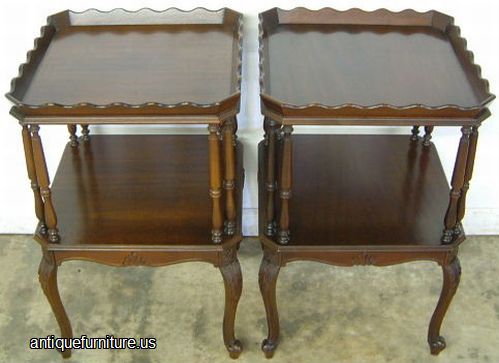 Antique Pair Mahogany French Style Lamp Tables