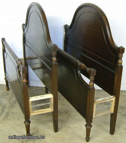 Antique Pair Mahogany Twin Beds
