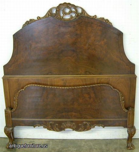 Antique Romweber Burl Walnut Twin Bed