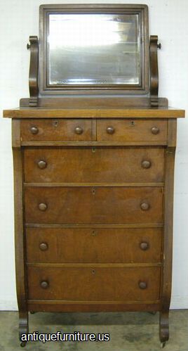 Antique Walnut Empire Chest Mirror