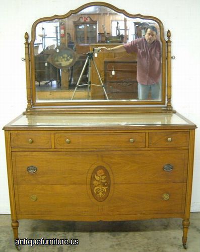 Antique Walnut Inlaid Dresser