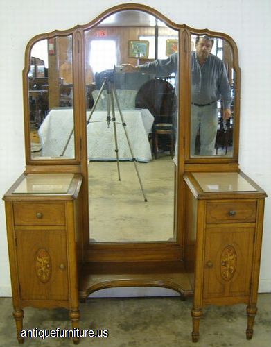 Antique Walnut Inlaid Vanity