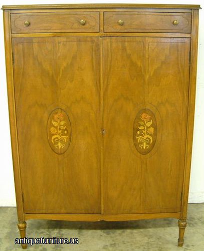 Antique Walnut Inlaid Wardrobe