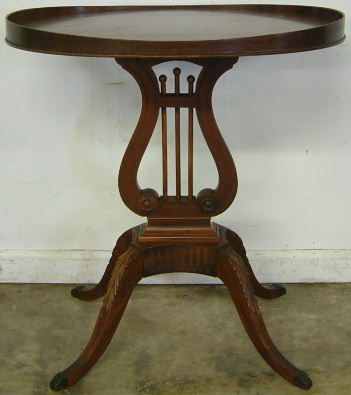 Antique Mahogany Lyre Base Oval Table